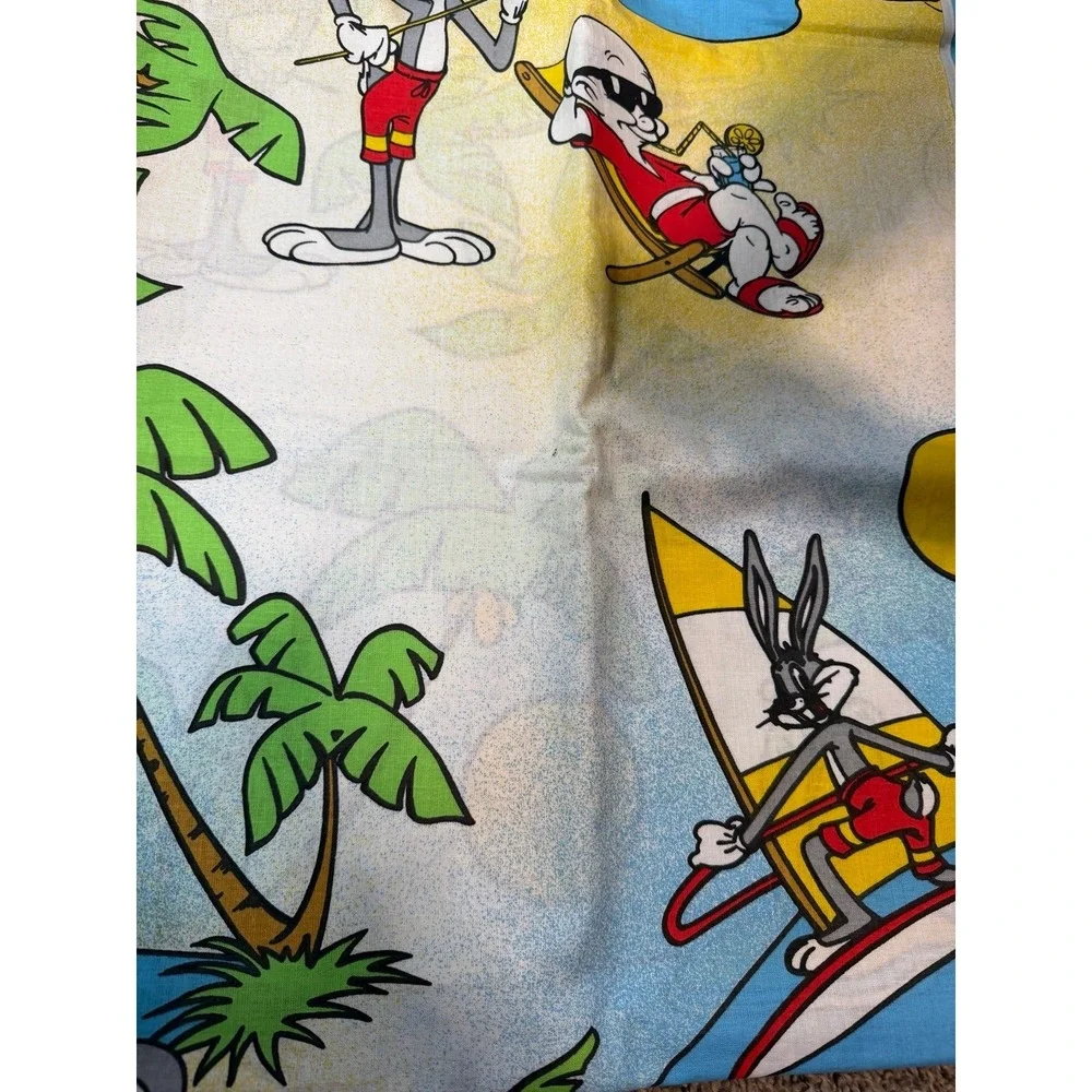 Vintage Bugs Bunny Beach Fabric 58x42 Looney Tunes Elmer Fudd Tropical